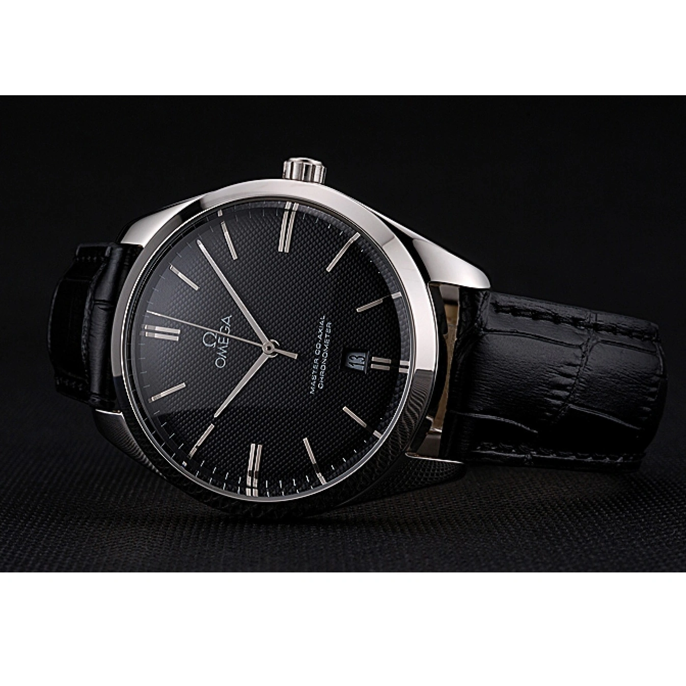 1027 Omega Tresor Master Co-Axial Black Dial Stainless Steel Case Black Leather Strap
